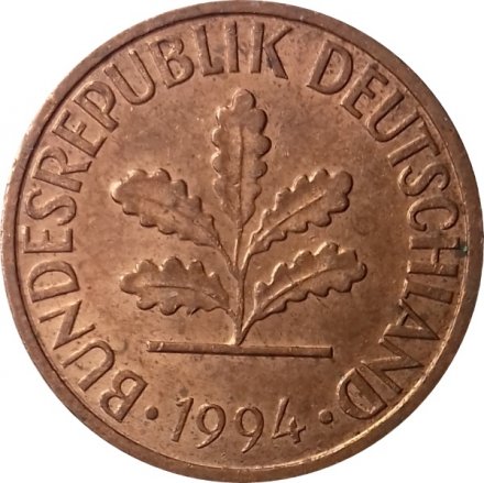 ФРГ 1 пфенниг 1994 год - D