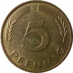ФРГ 5 пфеннигов 1982 год (D)