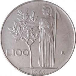 Италия 100 лир 1964 год Минерва