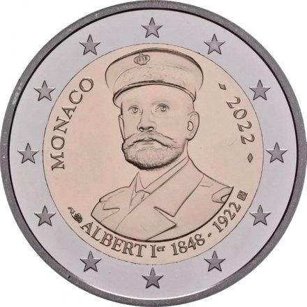 Монако 2 евро 2022 год - 100 лет со дня смерти Альбера I