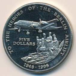 Маршалловы острова 5 долларов 1998 год
