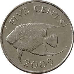 Бермудские острова 5 центов 2009 год - Ангел-королева