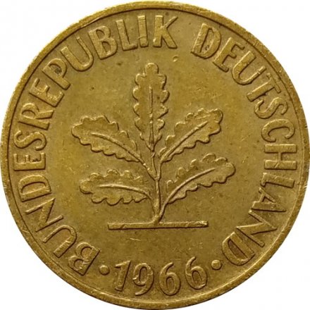 ФРГ 10 пфеннигов 1966 год - D