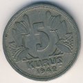 Турция 5 куруш 1942 год