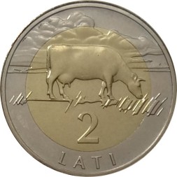 Латвия 2 лата 2003 год - Корова