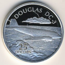 Соломоновы острова 25 долларов 2003 год - Самолёты. Douglas DC-3