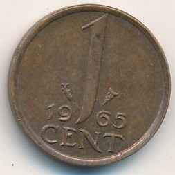 Нидерланды 1 цент 1965 год - Королева Юлиана