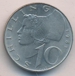 Австрия 10 шиллингов 1981 год