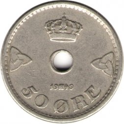 Норвегия 50 эре 1949 год