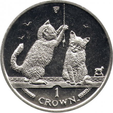 Остров Мэн 1 крона 2001 год - Сомалийская кошка (Медь-Никель)