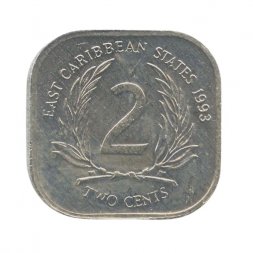 Восточные Карибы 2 цента 1993 год