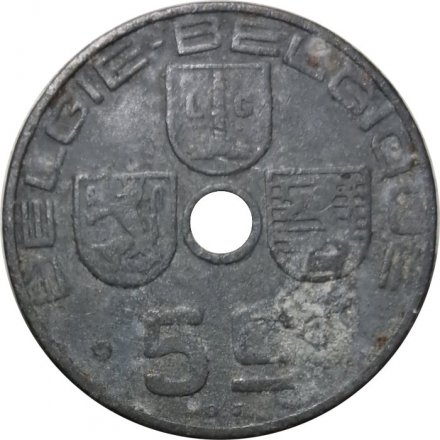 Бельгия 5 сантимов 1942 год BELGIE - BELGIQUE