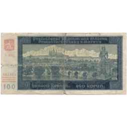 Богемия и Моравия 100 крон 1940 год - Панорама Пражского Града и Карлова моста - F