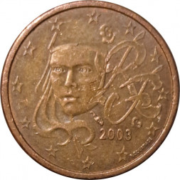 Франция 1 евроцент 2003 год - Марианна