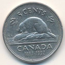 Канада 5 центов 1992 год
