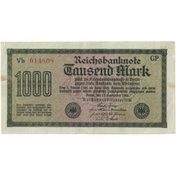 Веймарская Республика 1000 марок 1922 год - Красный номер - VF-XF