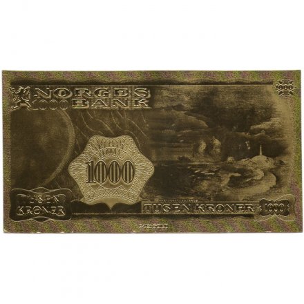 Сувенирная банкнота Норвегия 1000 крон 1975 год (золотые) - XF