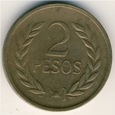 Колумбия 2 песо 1977 год