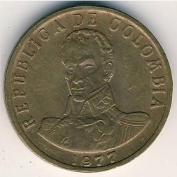 Монета Колумбия 2 песо 1977 год