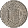 Великобритания 1/2 кроны 1955 год