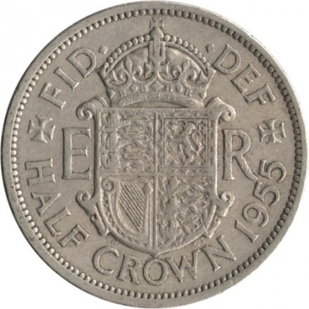 Великобритания 1/2 кроны 1955 год
