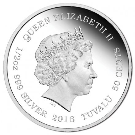 Тувалу 50 центов 2016 год - Детёныши - Снежный леопард
