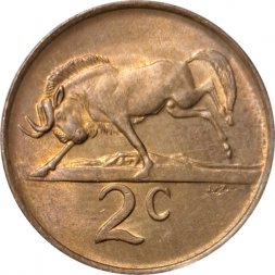 ЮАР 2 цента 1988 год - Антилопа Гну