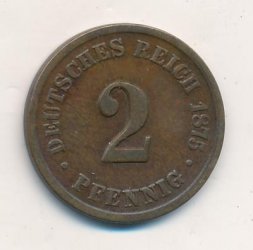 Германия 2 пфеннига 1875 год (B)