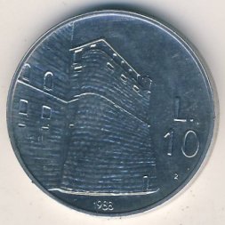 Сан-Марино 10 лир 1988 год