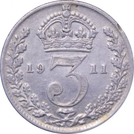 Великобритания 3 пенса 1911 год