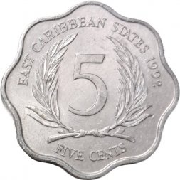 Восточные Карибы 5 центов 1992 год