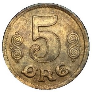 Дания 5 эре 1917 год