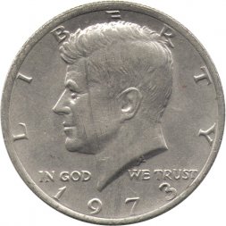 США 1/2 доллара 1973 год - Джон Кеннеди (без отметки МД)