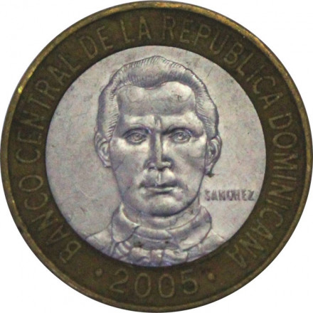 Доминиканская республика 5 песо 2005 год - Франсиско Санчес