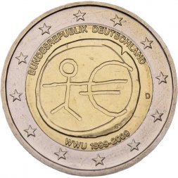 Германия 2 евро 2009 год - 10 лет валютному союзу (J)
