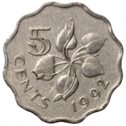 Свазиленд 5 центов 1992 год 