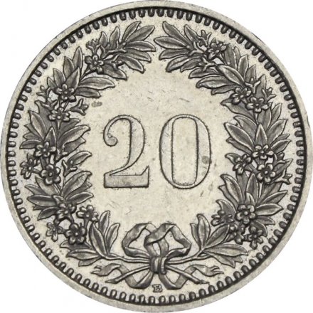 Швейцария 20 раппенов 1992 год