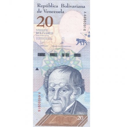 Венесуэла 20 боливаров 2018 год - Философ Симон Родригес. Ягуар - UNC