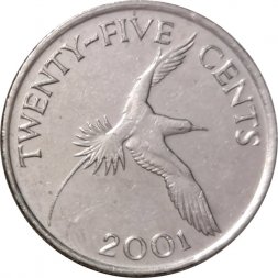 Бермудские острова 25 центов 2001 год