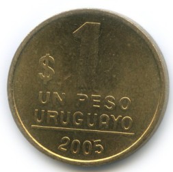 Монета Уругвай 1 песо 2005 год