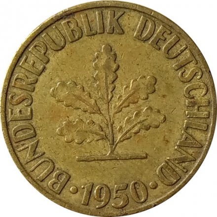 ФРГ 10 пфеннигов 1950 год (F)