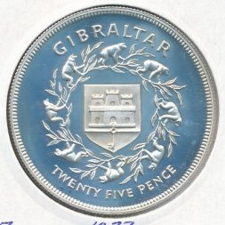 Гибралтар 25 новых пенсов 1977 год