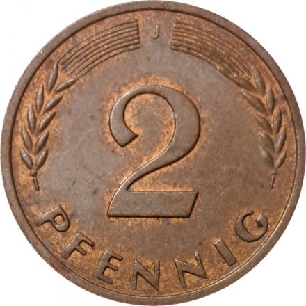 ФРГ 2 пфеннига 1969 год (J)