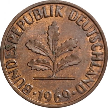 ФРГ 2 пфеннига 1969 год (J)