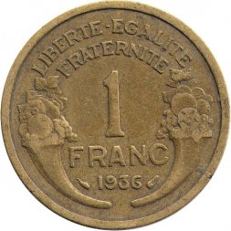 Франция 1 франк 1936 год