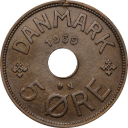 Дания 5 эре 1939 год