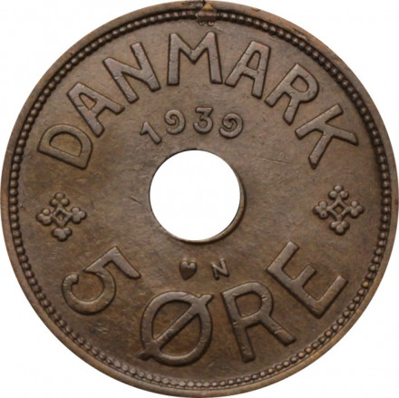Дания 5 эре 1939 год