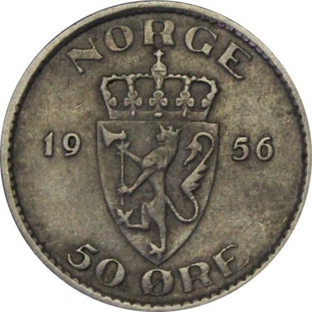 Норвегия 50 эре 1956 год