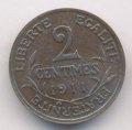 Франция 2 сантима 1911 год