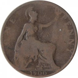 Великобритания 1 пенни 1900 год - Королева Виктория
